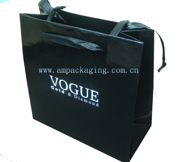 paper shopping bag with ribbon handle
